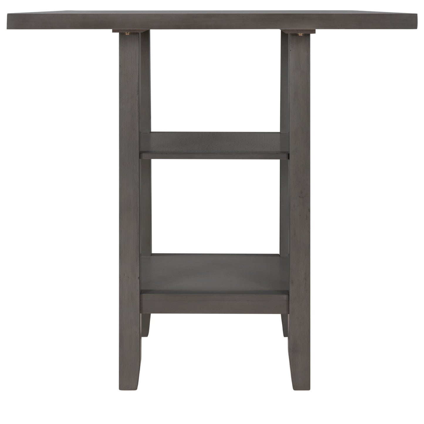 TREXM 5 - Piece Wooden Counter Height Dining Set with Padded Chairs, Storage Shelving, Gray Finish - 1st Choice Furniture Direct