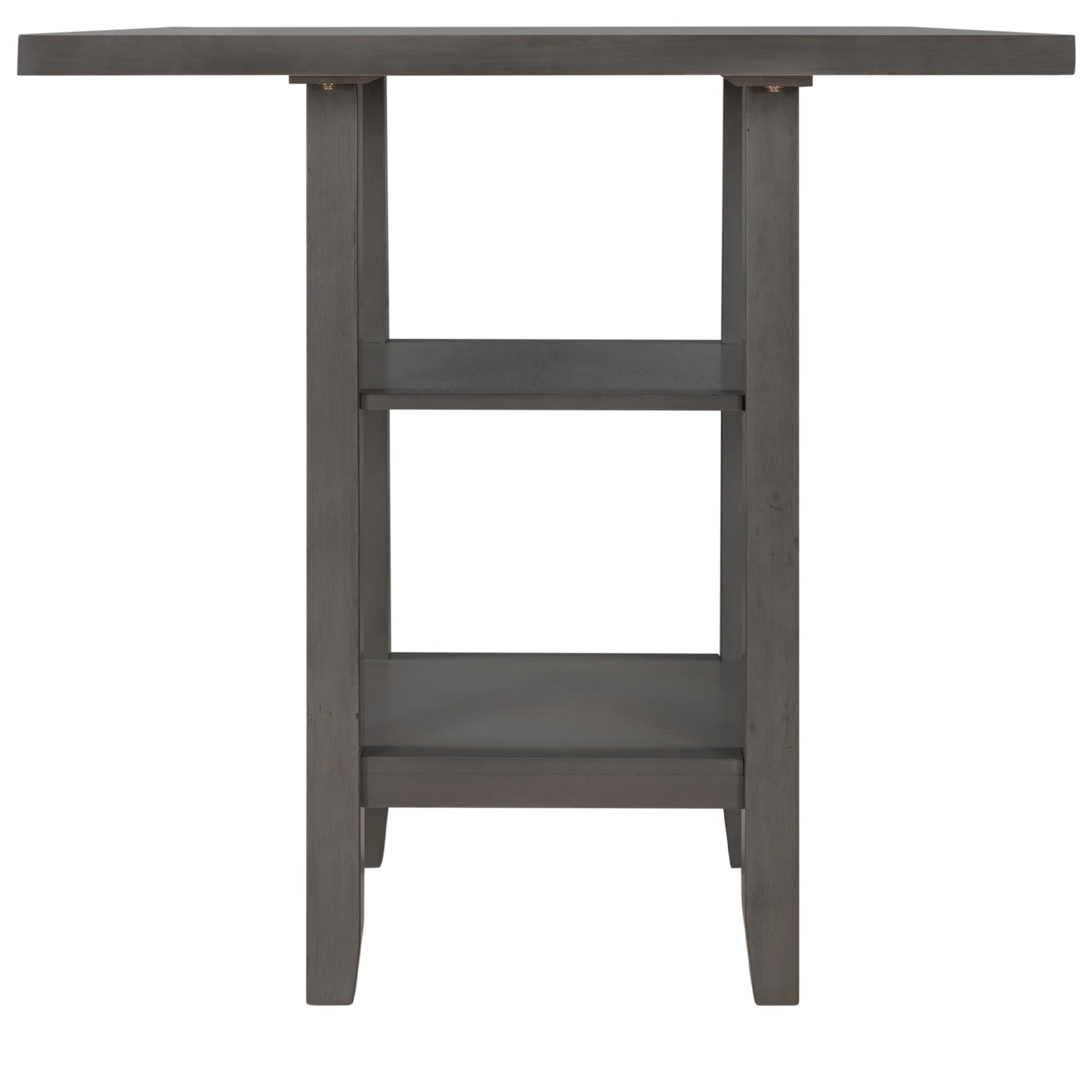 TREXM 5 - Piece Wooden Counter Height Dining Set with Padded Chairs, Storage Shelving, Gray Finish - 1st Choice Furniture Direct