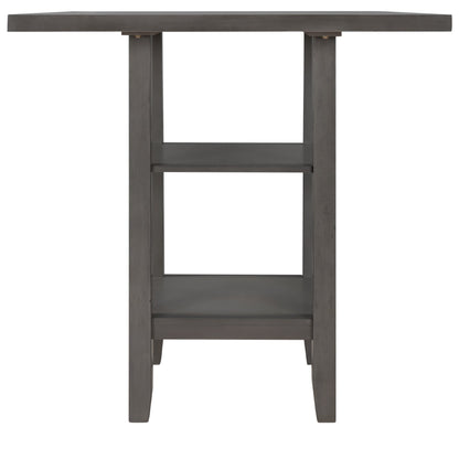 TREXM 5 - Piece Wooden Counter Height Dining Set with Padded Chairs, Storage Shelving, Gray Finish - 1st Choice Furniture Direct