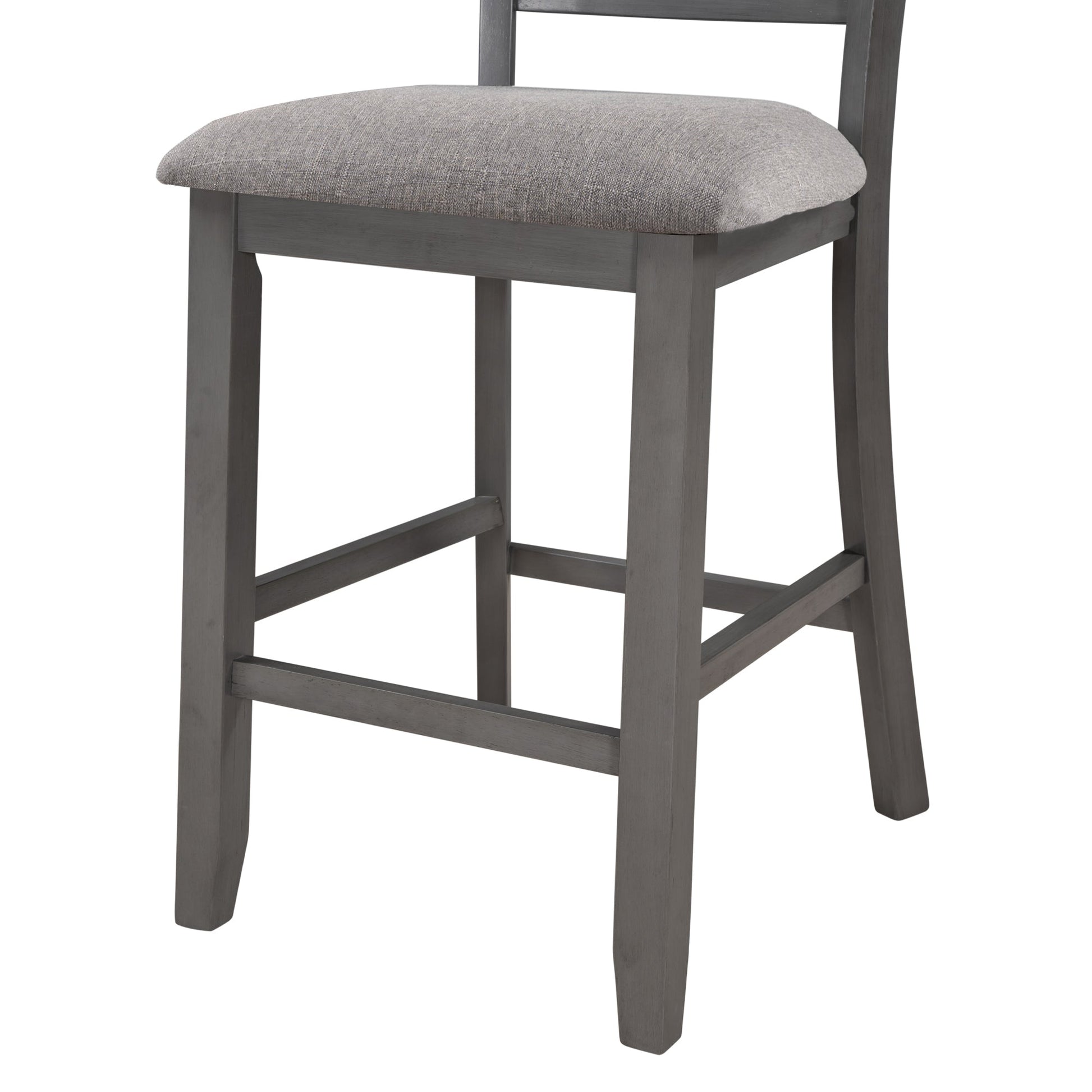 TREXM 5 - Piece Wooden Counter Height Dining Set with Padded Chairs, Storage Shelving, Gray Finish - 1st Choice Furniture Direct