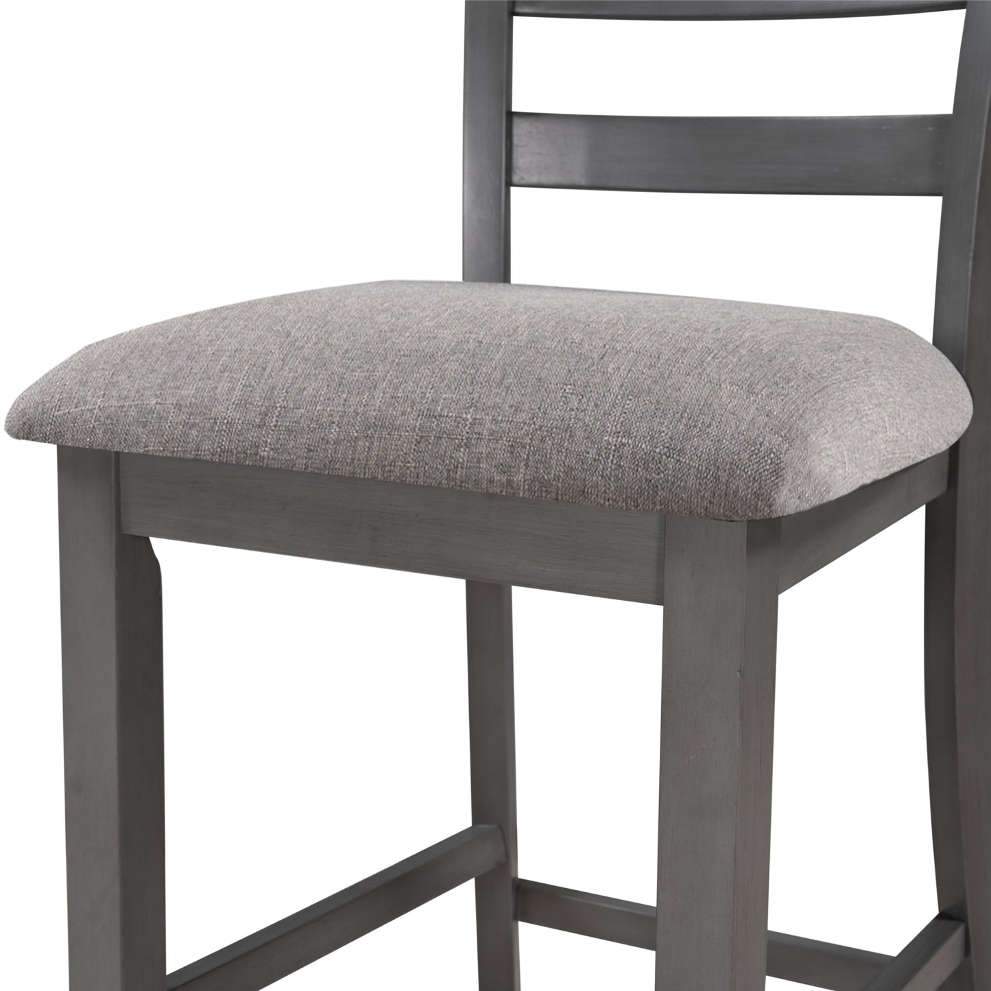 TREXM 5 - Piece Wooden Counter Height Dining Set with Padded Chairs, Storage Shelving, Gray Finish - 1st Choice Furniture Direct