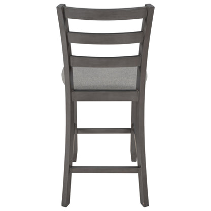 TREXM 5 - Piece Wooden Counter Height Dining Set with Padded Chairs, Storage Shelving, Gray Finish - 1st Choice Furniture Direct