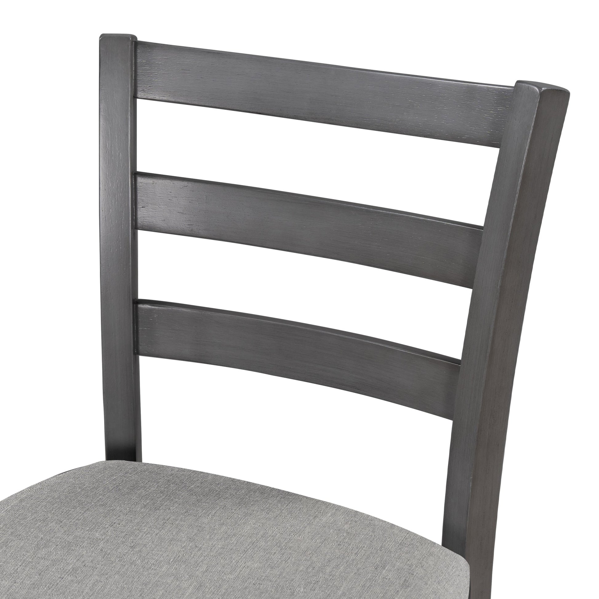 TREXM 5 - Piece Wooden Counter Height Dining Set with Padded Chairs, Storage Shelving, Gray Finish - 1st Choice Furniture Direct