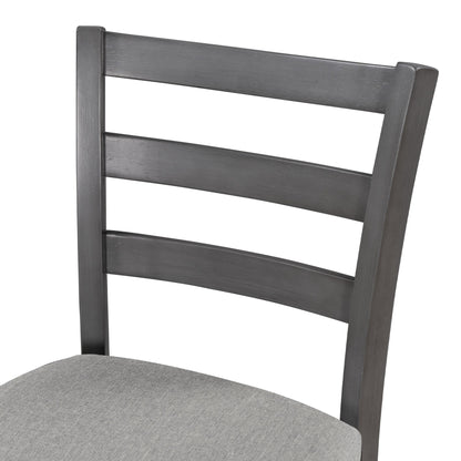 TREXM 5 - Piece Wooden Counter Height Dining Set with Padded Chairs, Storage Shelving, Gray Finish - 1st Choice Furniture Direct