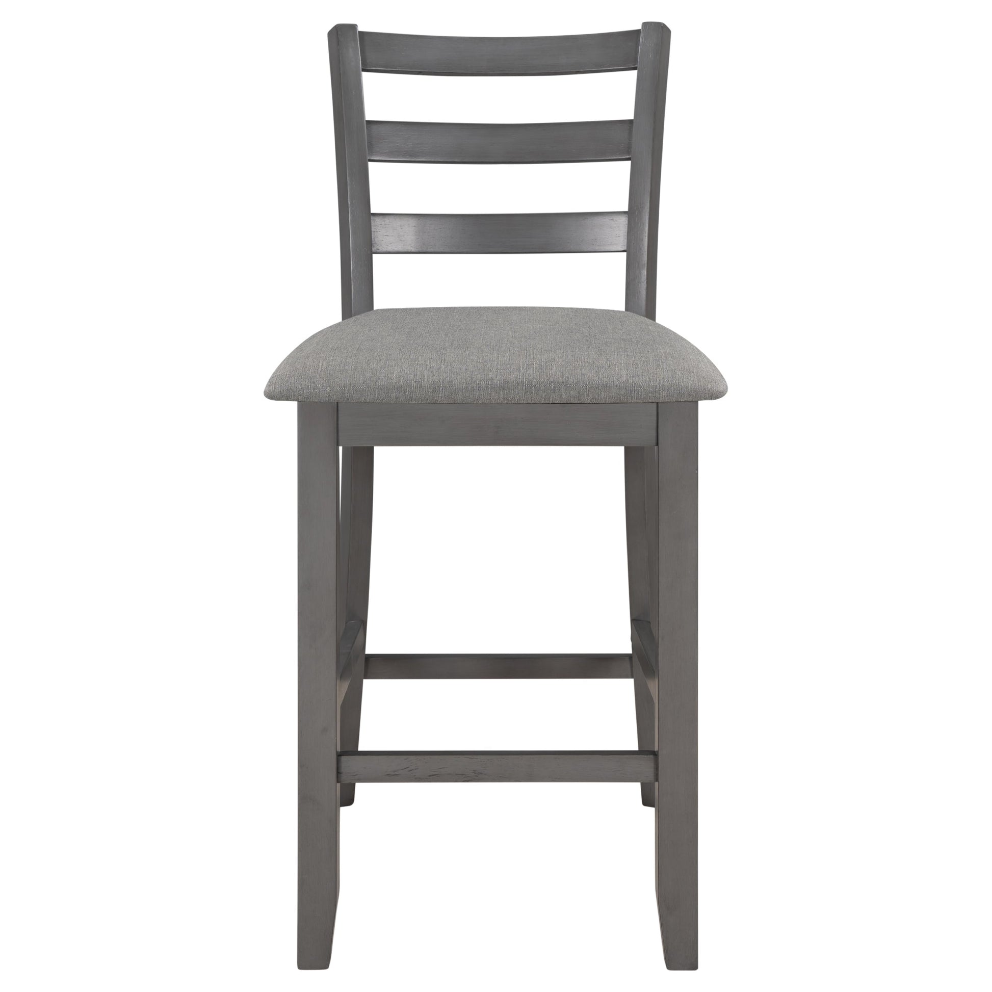 TREXM 5 - Piece Wooden Counter Height Dining Set with Padded Chairs, Storage Shelving, Gray Finish - 1st Choice Furniture Direct