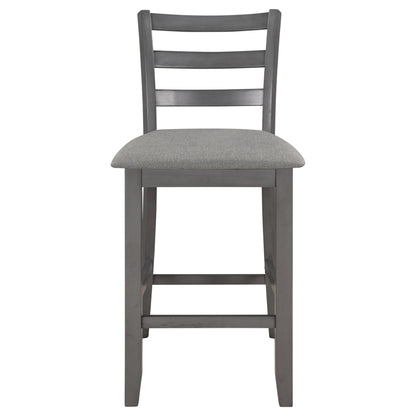 TREXM 5 - Piece Wooden Counter Height Dining Set with Padded Chairs, Storage Shelving, Gray Finish - 1st Choice Furniture Direct