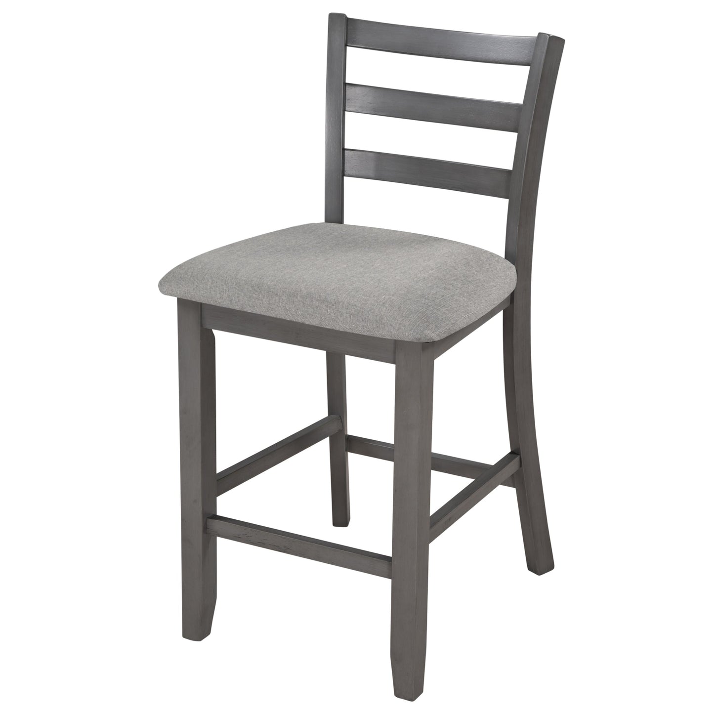TREXM 5 - Piece Wooden Counter Height Dining Set with Padded Chairs, Storage Shelving, Gray Finish - 1st Choice Furniture Direct