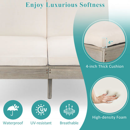 TREXM 5 - Position Adjustable Backrest Double Chaise Lounge Outdoor, Outdoor Chaise Lounge with Cushion and Folding Side Trays for 2 People, Patio Double Chaise Lounge for Poolside Garden, Gray - 1st Choice Furniture Direct