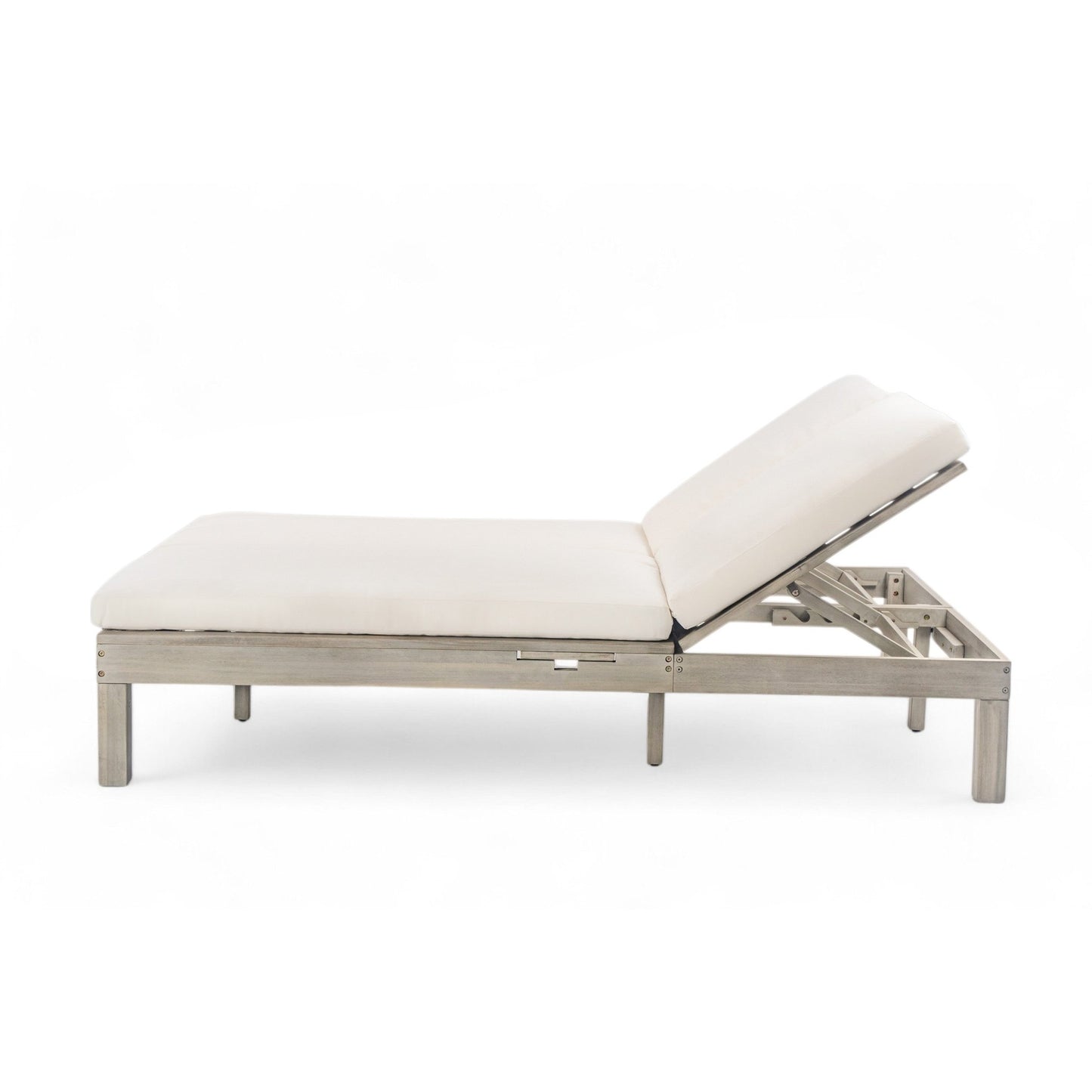 TREXM 5 - Position Adjustable Backrest Double Chaise Lounge Outdoor, Outdoor Chaise Lounge with Cushion and Folding Side Trays for 2 People, Patio Double Chaise Lounge for Poolside Garden, Gray - 1st Choice Furniture Direct