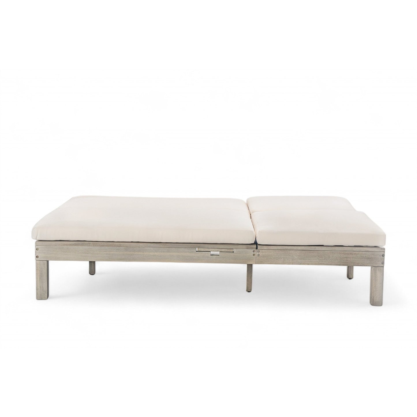 TREXM 5 - Position Adjustable Backrest Double Chaise Lounge Outdoor, Outdoor Chaise Lounge with Cushion and Folding Side Trays for 2 People, Patio Double Chaise Lounge for Poolside Garden, Gray - 1st Choice Furniture Direct