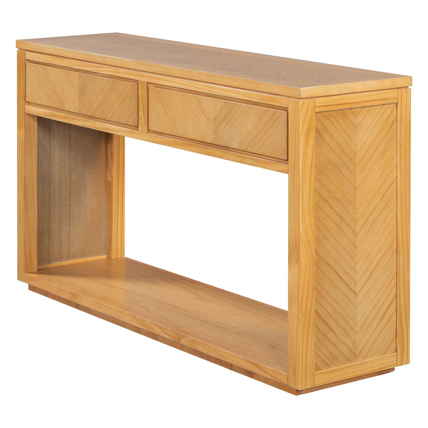 TREXM 55' Console Table, Rustic Wooden Entryway Table with Storage Drawers and Open Shelf, Elegant Sofa Table for Hallway and Living Room (Natural) - 1st Choice Furniture Direct