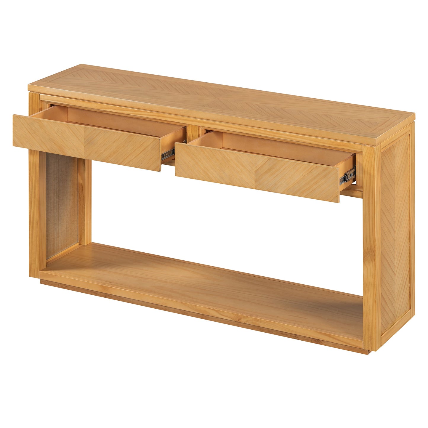 TREXM 55' Console Table, Rustic Wooden Entryway Table with Storage Drawers and Open Shelf, Elegant Sofa Table for Hallway and Living Room (Natural) - 1st Choice Furniture Direct