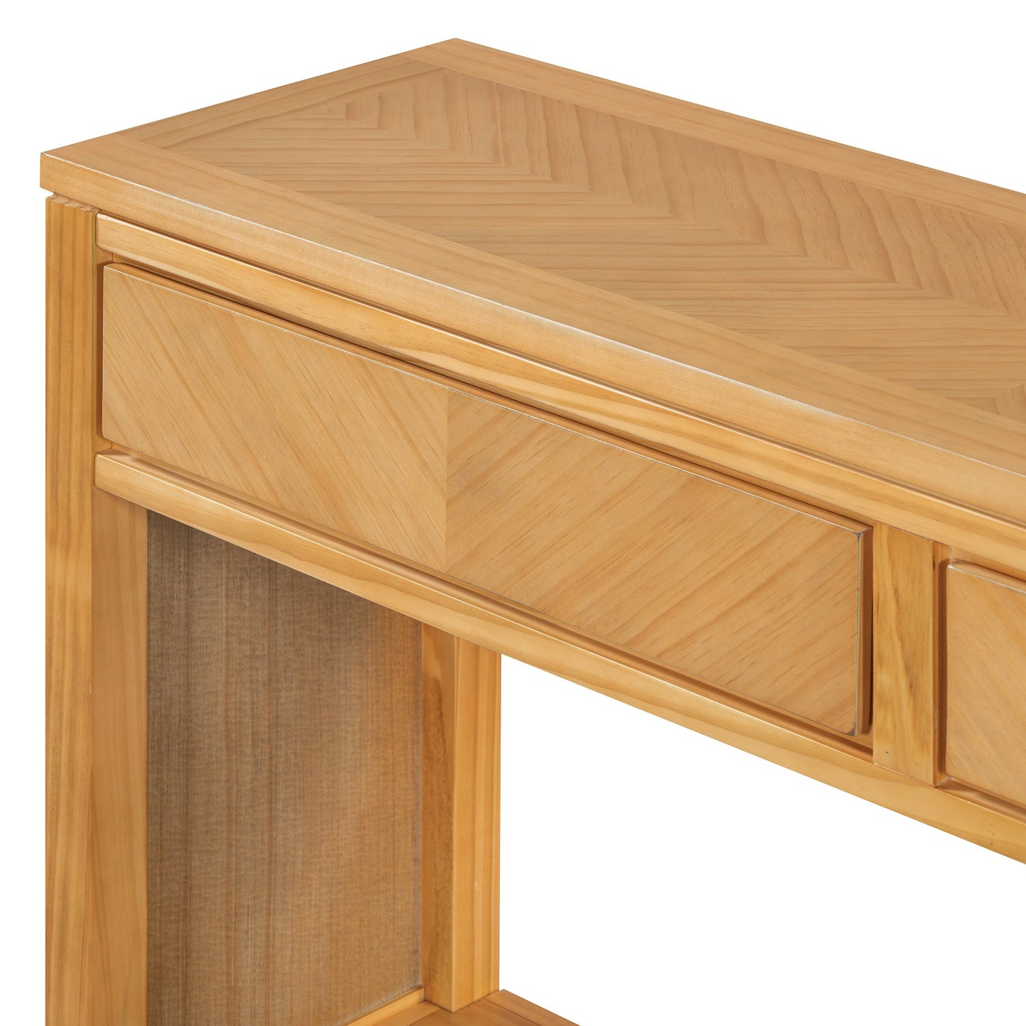 TREXM 55' Console Table, Rustic Wooden Entryway Table with Storage Drawers and Open Shelf, Elegant Sofa Table for Hallway and Living Room (Natural) - 1st Choice Furniture Direct