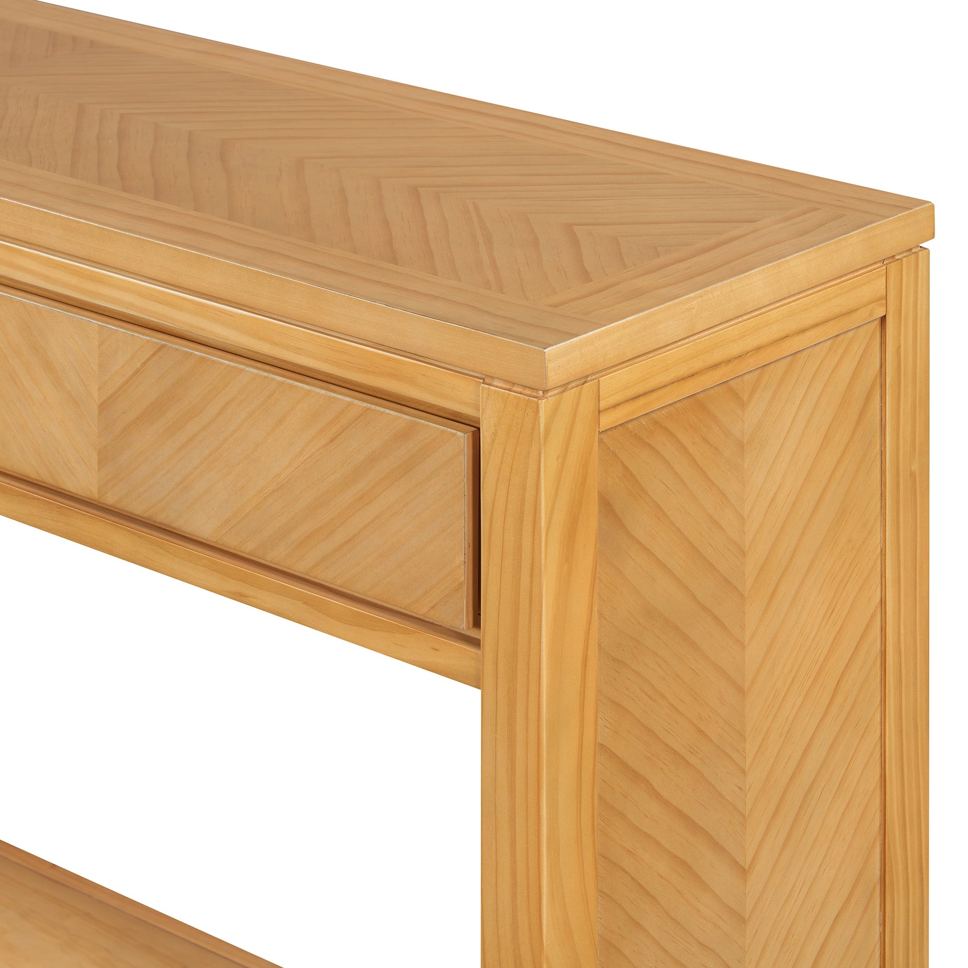 TREXM 55' Console Table, Rustic Wooden Entryway Table with Storage Drawers and Open Shelf, Elegant Sofa Table for Hallway and Living Room (Natural) - 1st Choice Furniture Direct
