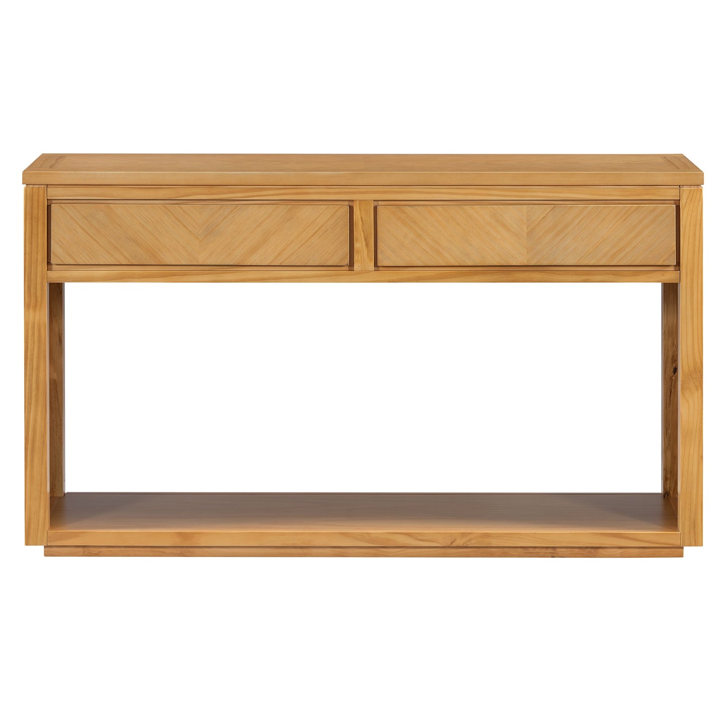 TREXM 55' Console Table, Rustic Wooden Entryway Table with Storage Drawers and Open Shelf, Elegant Sofa Table for Hallway and Living Room (Natural) - 1st Choice Furniture Direct