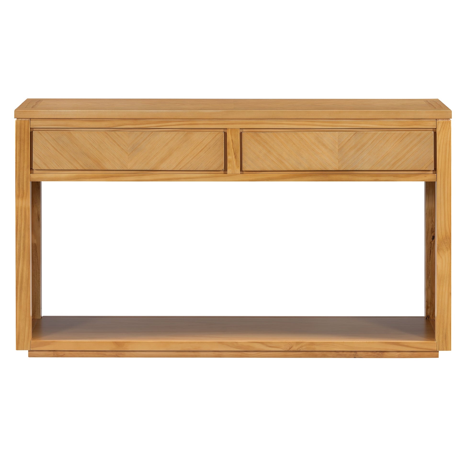 TREXM 55' Console Table, Rustic Wooden Entryway Table with Storage Drawers and Open Shelf, Elegant Sofa Table for Hallway and Living Room (Natural) - 1st Choice Furniture Direct