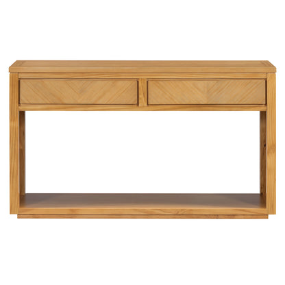 TREXM 55' Console Table, Rustic Wooden Entryway Table with Storage Drawers and Open Shelf, Elegant Sofa Table for Hallway and Living Room (Natural) - 1st Choice Furniture Direct