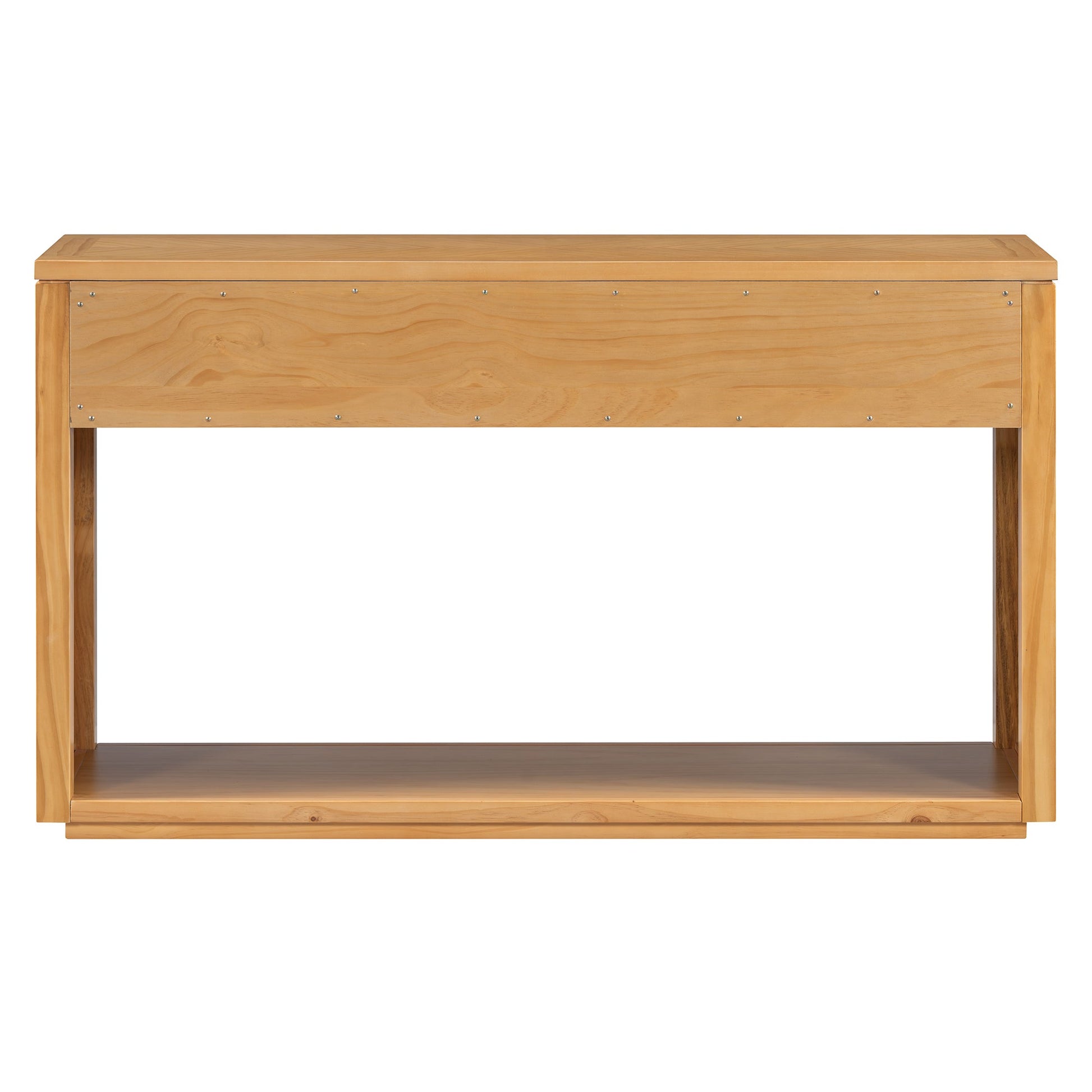 TREXM 55' Console Table, Rustic Wooden Entryway Table with Storage Drawers and Open Shelf, Elegant Sofa Table for Hallway and Living Room (Natural) - 1st Choice Furniture Direct