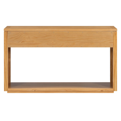TREXM 55' Console Table, Rustic Wooden Entryway Table with Storage Drawers and Open Shelf, Elegant Sofa Table for Hallway and Living Room (Natural) - 1st Choice Furniture Direct
