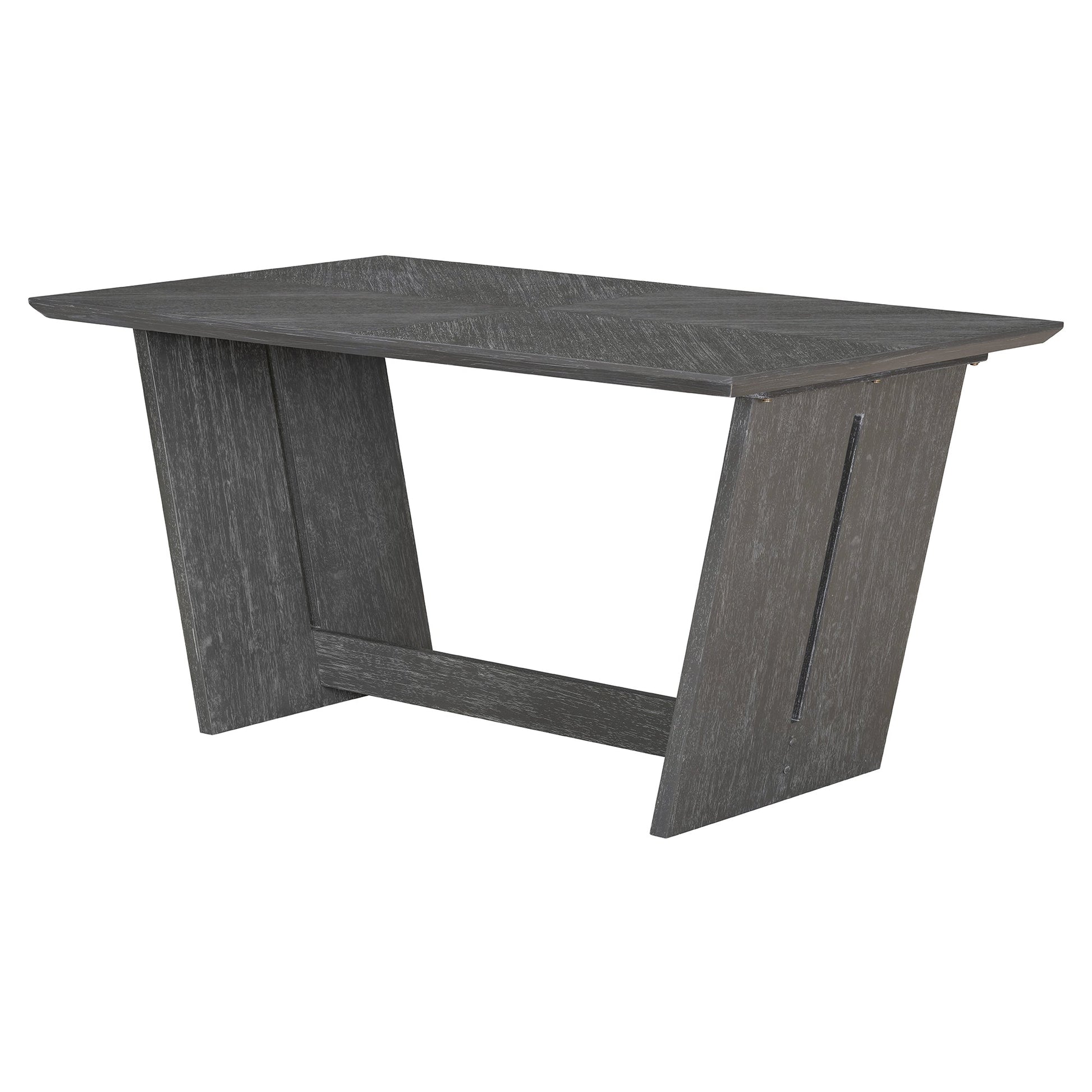 TREXM 6 - Piece Retro Dining Table Set for 6, 60' Wood Kitchen Table and Chairs Set of 4 with Bench Designed Trestle Base for kitchen & Dining Room (Gray) - 1st Choice Furniture Direct