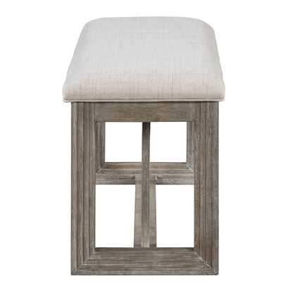 TREXM 6 - Piece Retro Dining Table Set for 6, 60' Wood Kitchen Table and Chairs Set of 4 with Bench Designed Trestle Base for kitchen & Dining Room (Gray) - 1st Choice Furniture Direct