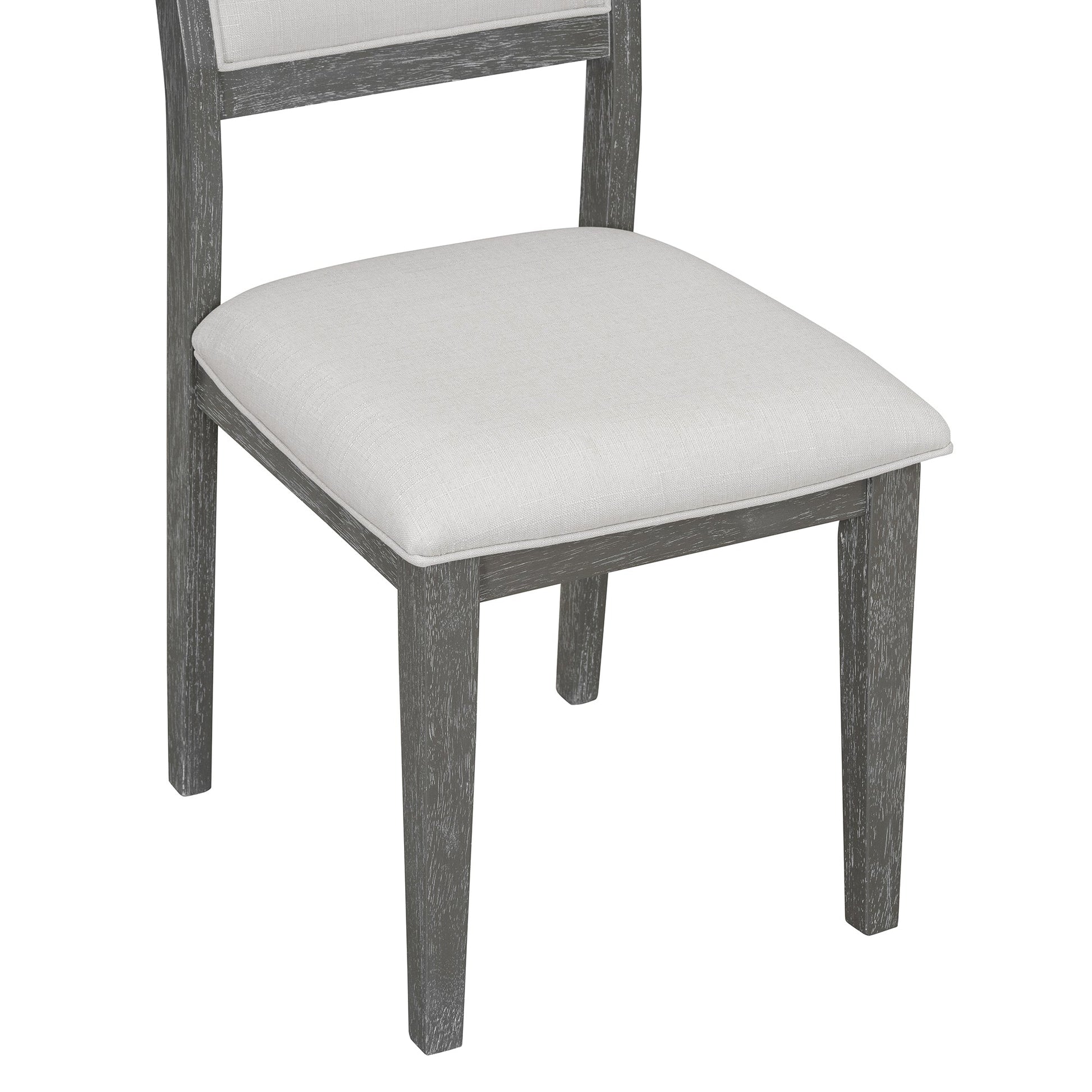 TREXM 6 - Piece Retro Dining Table Set for 6, 60' Wood Kitchen Table and Chairs Set of 4 with Bench Designed Trestle Base for kitchen & Dining Room (Gray) - 1st Choice Furniture Direct