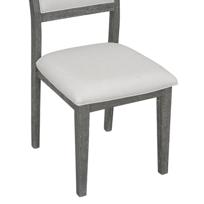 TREXM 6 - Piece Retro Dining Table Set for 6, 60' Wood Kitchen Table and Chairs Set of 4 with Bench Designed Trestle Base for kitchen & Dining Room (Gray) - 1st Choice Furniture Direct
