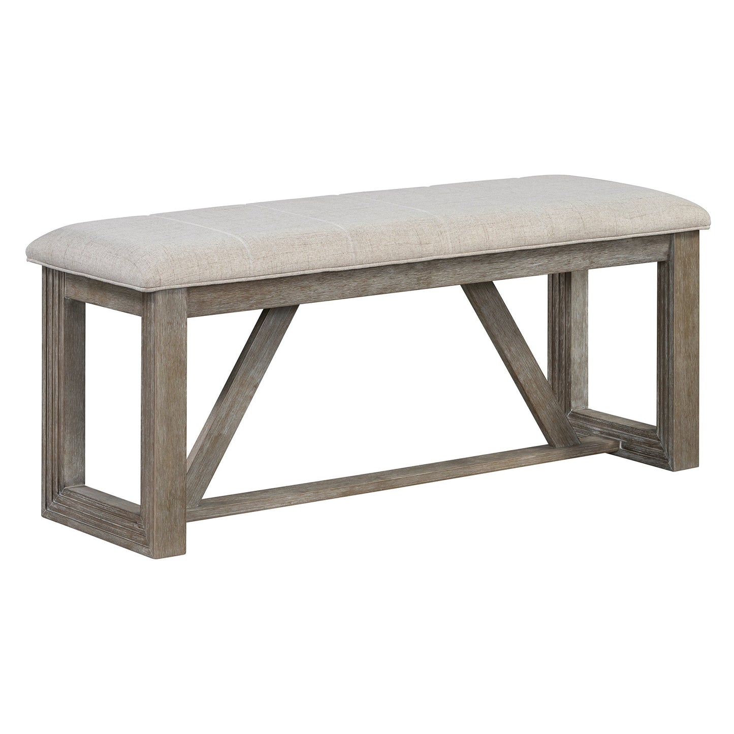 TREXM 6 - Piece Retro Dining Table Set for 6, 60' Wood Kitchen Table and Chairs Set of 4 with Bench Designed Trestle Base for kitchen & Dining Room (Gray) - 1st Choice Furniture Direct