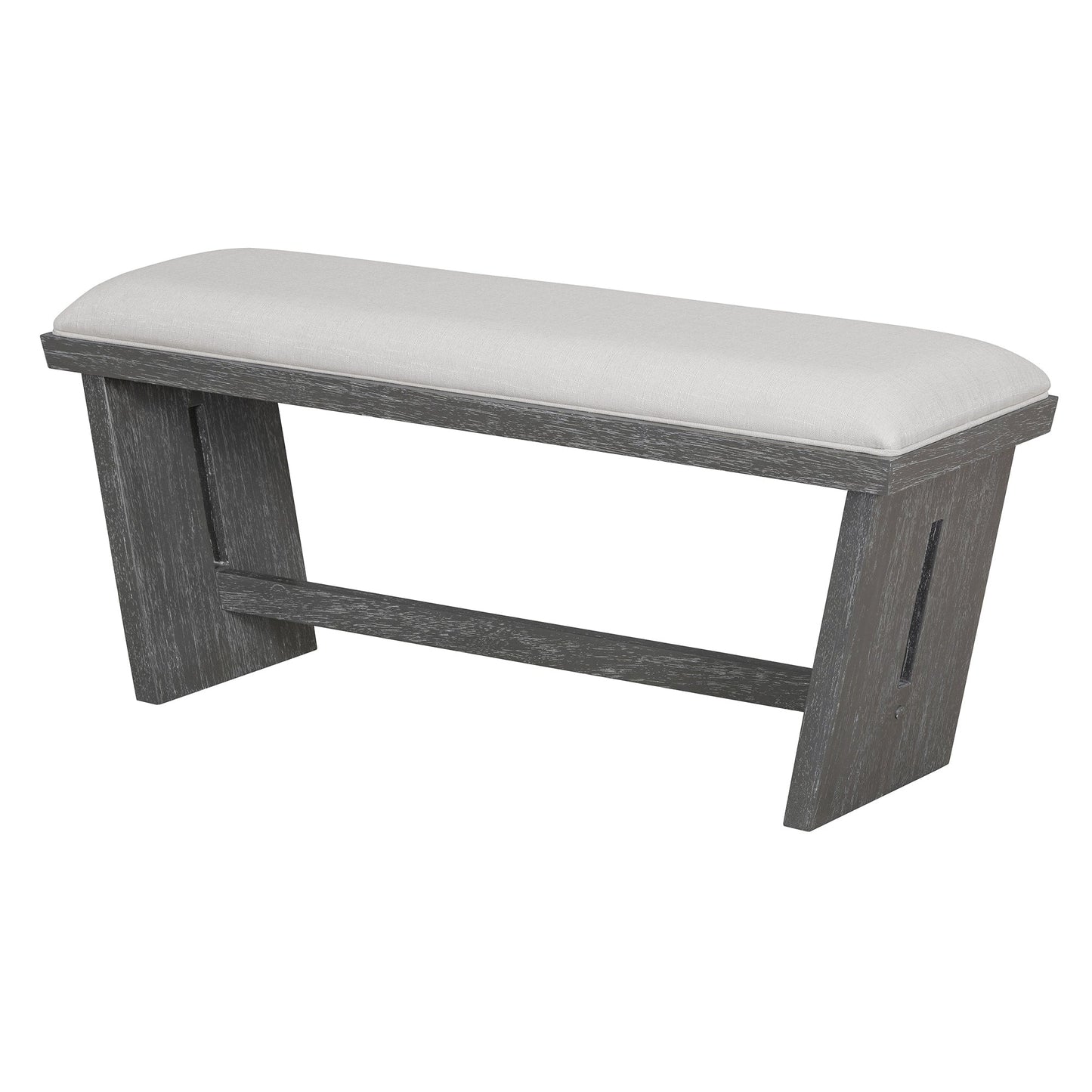 TREXM 6 - Piece Retro Dining Table Set for 6, 60' Wood Kitchen Table and Chairs Set of 4 with Bench Designed Trestle Base for kitchen & Dining Room (Gray) - 1st Choice Furniture Direct