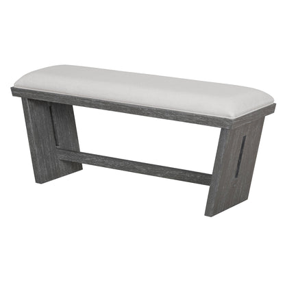 TREXM 6 - Piece Retro Dining Table Set for 6, 60' Wood Kitchen Table and Chairs Set of 4 with Bench Designed Trestle Base for kitchen & Dining Room (Gray) - 1st Choice Furniture Direct
