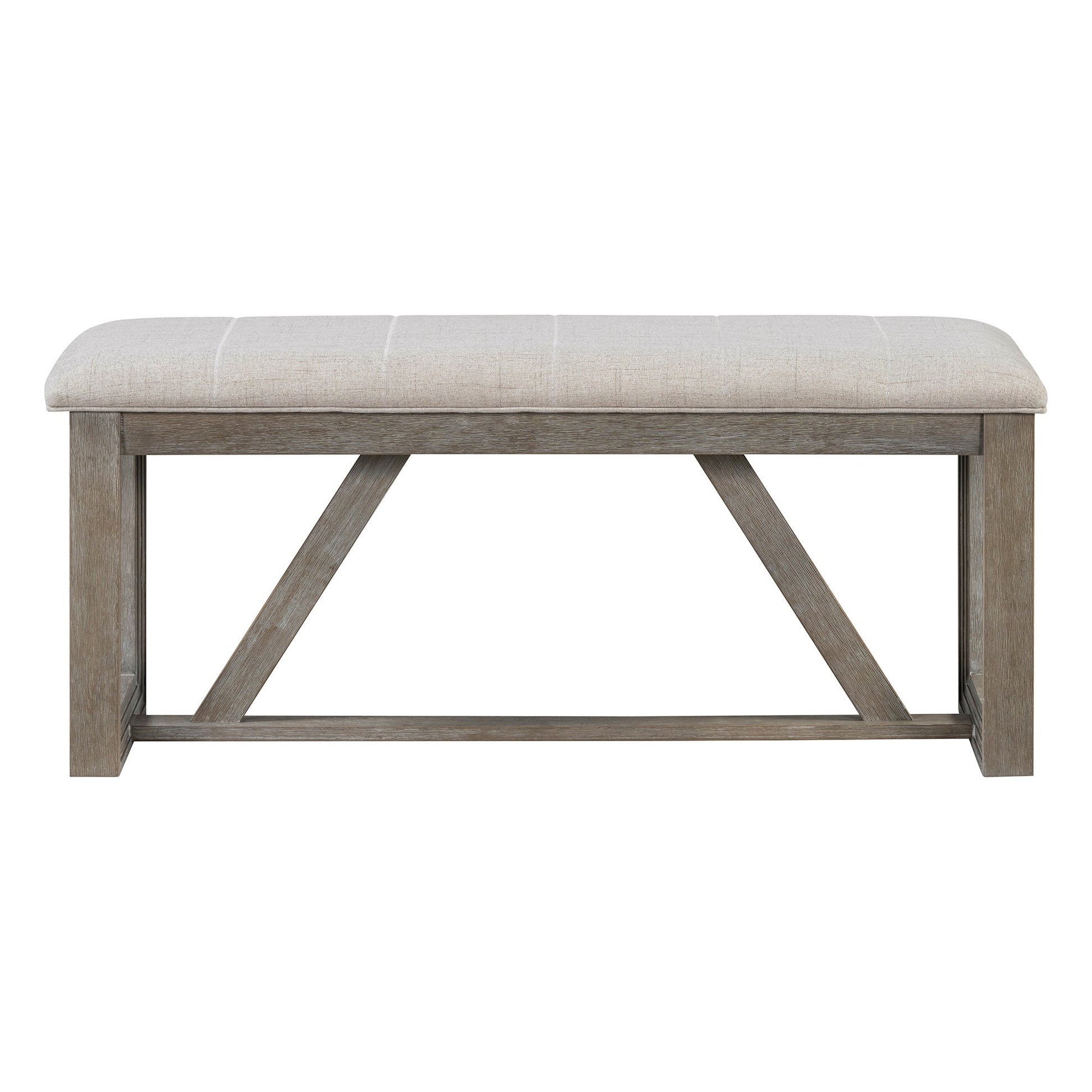 TREXM 6 - Piece Retro Dining Table Set for 6, 60' Wood Kitchen Table and Chairs Set of 4 with Bench Designed Trestle Base for kitchen & Dining Room (Gray) - 1st Choice Furniture Direct