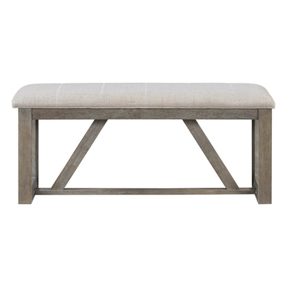 TREXM 6 - Piece Retro Dining Table Set for 6, 60' Wood Kitchen Table and Chairs Set of 4 with Bench Designed Trestle Base for kitchen & Dining Room (Gray) - 1st Choice Furniture Direct