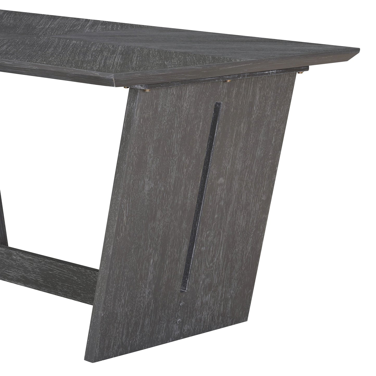 TREXM 6 - Piece Retro Dining Table Set for 6, 60' Wood Kitchen Table and Chairs Set of 4 with Bench Designed Trestle Base for kitchen & Dining Room (Gray) - 1st Choice Furniture Direct