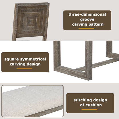 TREXM 6 - Piece Retro Dining Table Set for 6, 60' Wood Kitchen Table and Chairs Set of 4 with Bench Designed Trestle Base for kitchen & Dining Room (Gray) - 1st Choice Furniture Direct