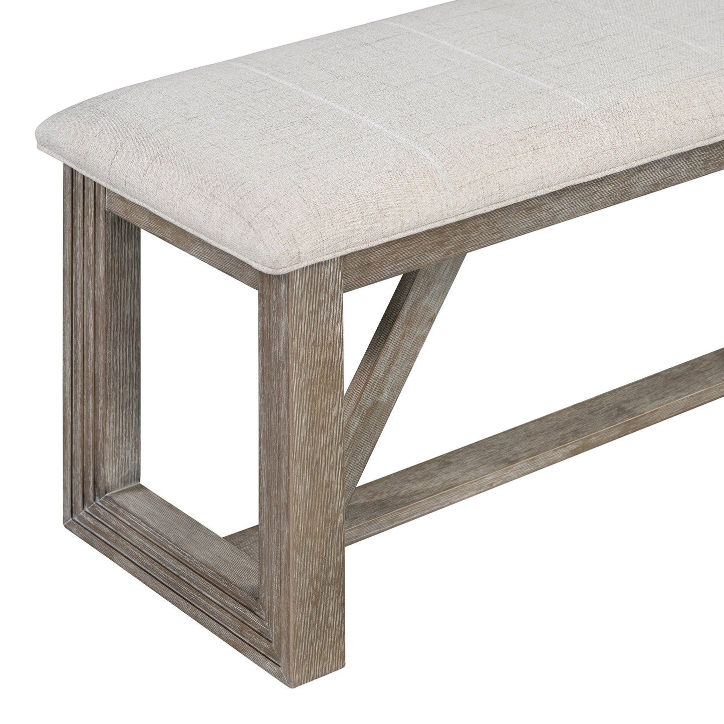 TREXM 6 - Piece Retro Dining Table Set for 6, 60' Wood Kitchen Table and Chairs Set of 4 with Bench Designed Trestle Base for kitchen & Dining Room (Gray) - 1st Choice Furniture Direct