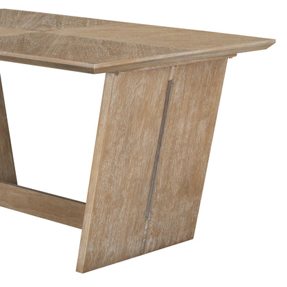TREXM 6 - Piece Retro Dining Table Set for 6, 60' Wood Kitchen Table and Chairs Set of 4 with Bench Designed Trestle Base for kitchen & Dining Room (Natural Wood Wash) - 1st Choice Furniture Direct