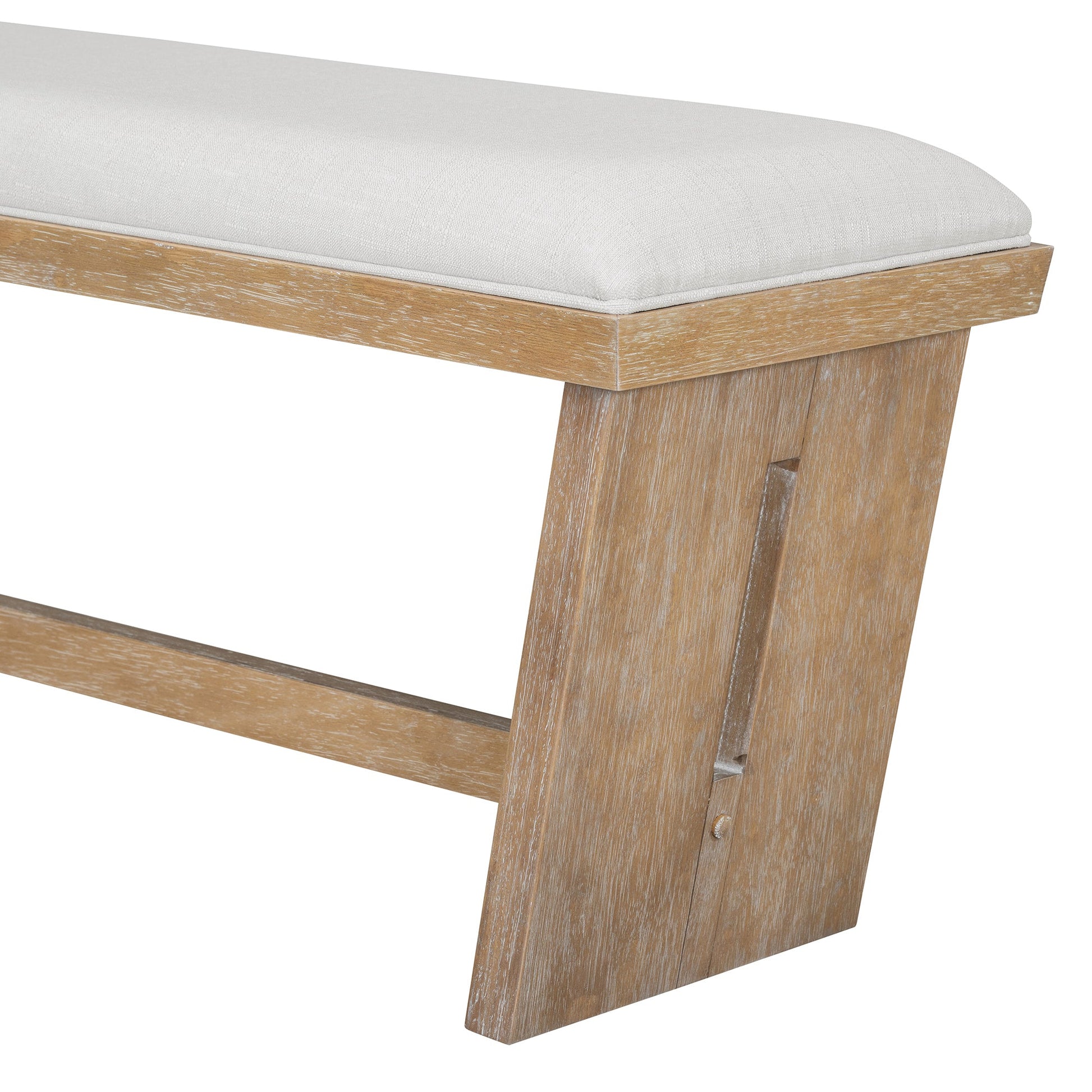 TREXM 6 - Piece Retro Dining Table Set for 6, 60' Wood Kitchen Table and Chairs Set of 4 with Bench Designed Trestle Base for kitchen & Dining Room (Natural Wood Wash) - 1st Choice Furniture Direct