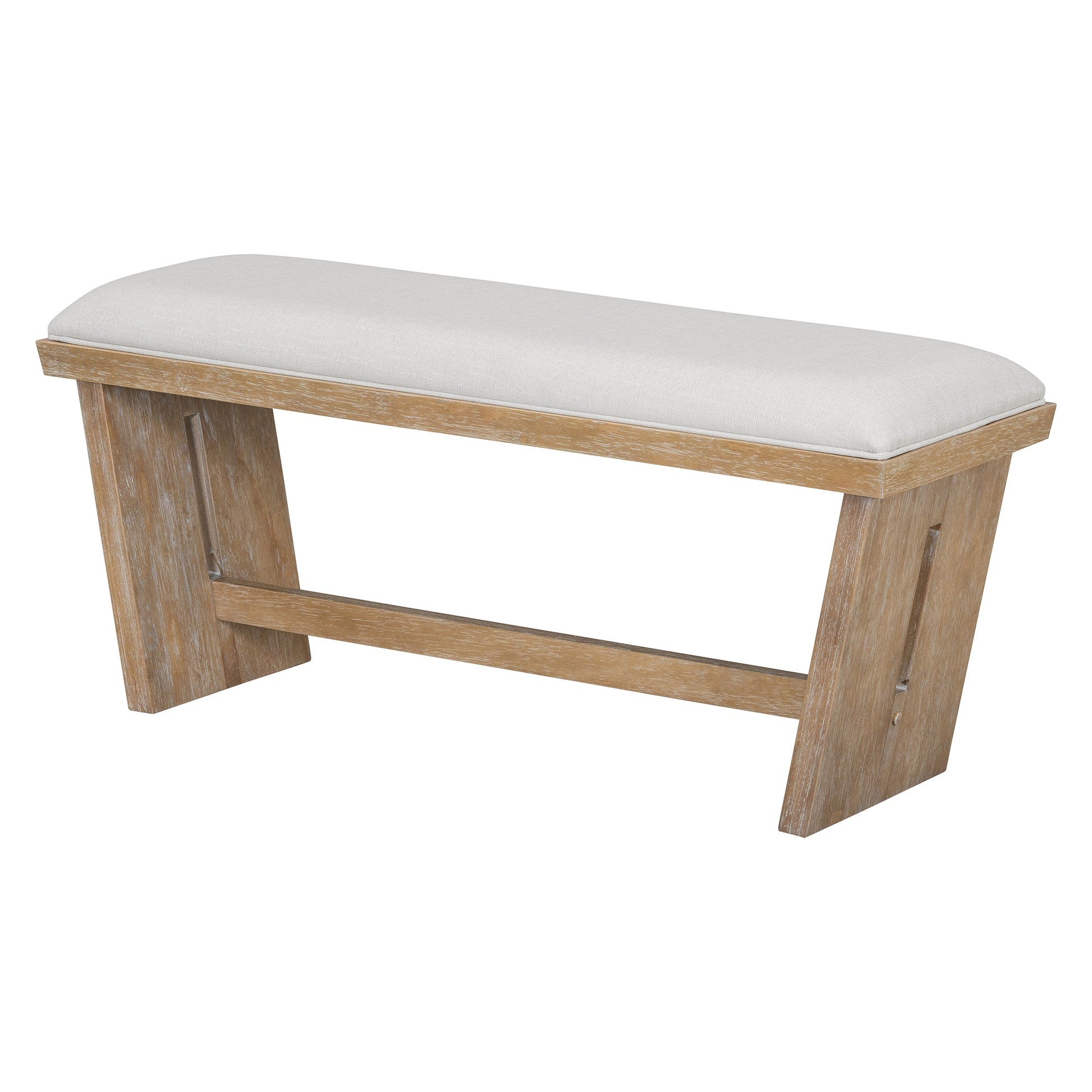 TREXM 6 - Piece Retro Dining Table Set for 6, 60' Wood Kitchen Table and Chairs Set of 4 with Bench Designed Trestle Base for kitchen & Dining Room (Natural Wood Wash) - 1st Choice Furniture Direct