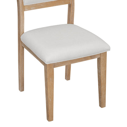 TREXM 6 - Piece Retro Dining Table Set for 6, 60' Wood Kitchen Table and Chairs Set of 4 with Bench Designed Trestle Base for kitchen & Dining Room (Natural Wood Wash) - 1st Choice Furniture Direct
