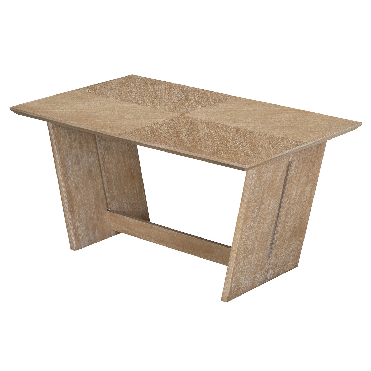 TREXM 6 - Piece Retro Dining Table Set for 6, 60' Wood Kitchen Table and Chairs Set of 4 with Bench Designed Trestle Base for kitchen & Dining Room (Natural Wood Wash) - 1st Choice Furniture Direct