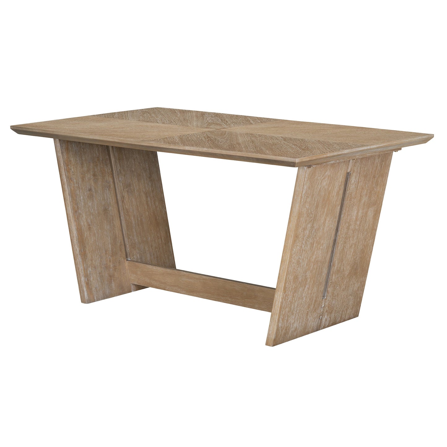 TREXM 6 - Piece Retro Dining Table Set for 6, 60' Wood Kitchen Table and Chairs Set of 4 with Bench Designed Trestle Base for kitchen & Dining Room (Natural Wood Wash) - 1st Choice Furniture Direct