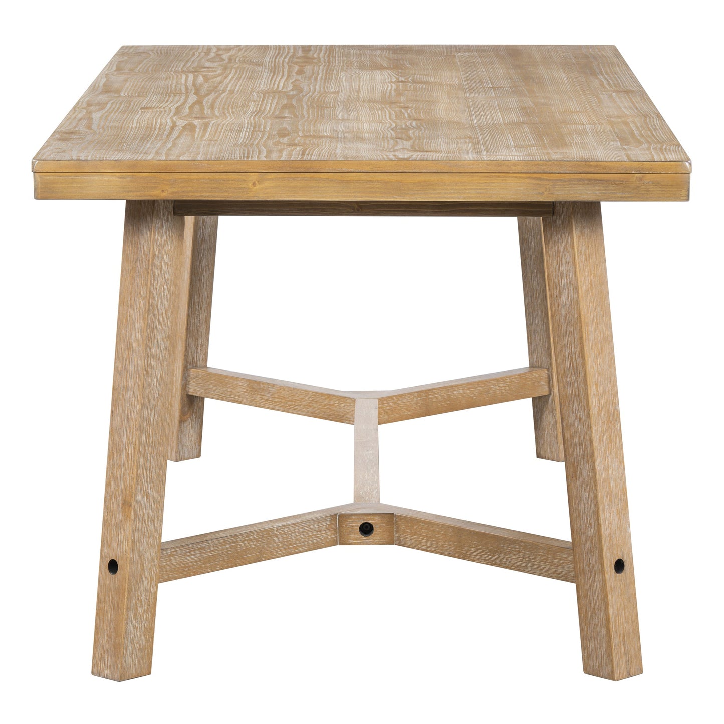 TREXM 6 - piece Retro Farmhouse Style Dining Set, Rectangular Table and 4 Upholstered Chairs with Rattan and Bench for Dining Room and Kitchen (Natural Wood Wash) - 1st Choice Furniture Direct