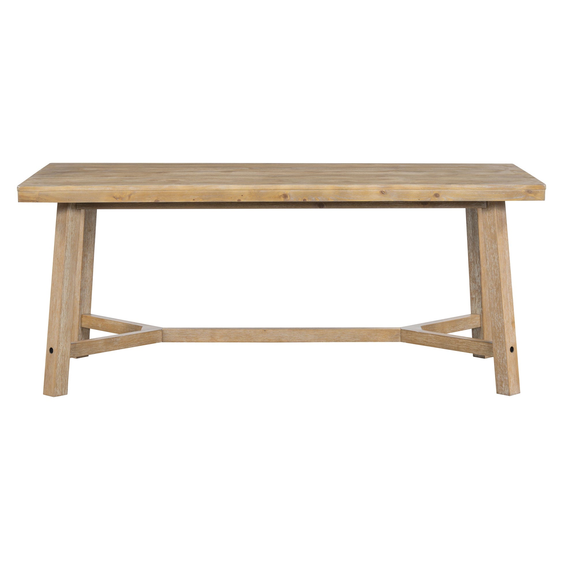 TREXM 6 - piece Retro Farmhouse Style Dining Set, Rectangular Table and 4 Upholstered Chairs with Rattan and Bench for Dining Room and Kitchen (Natural Wood Wash) - 1st Choice Furniture Direct