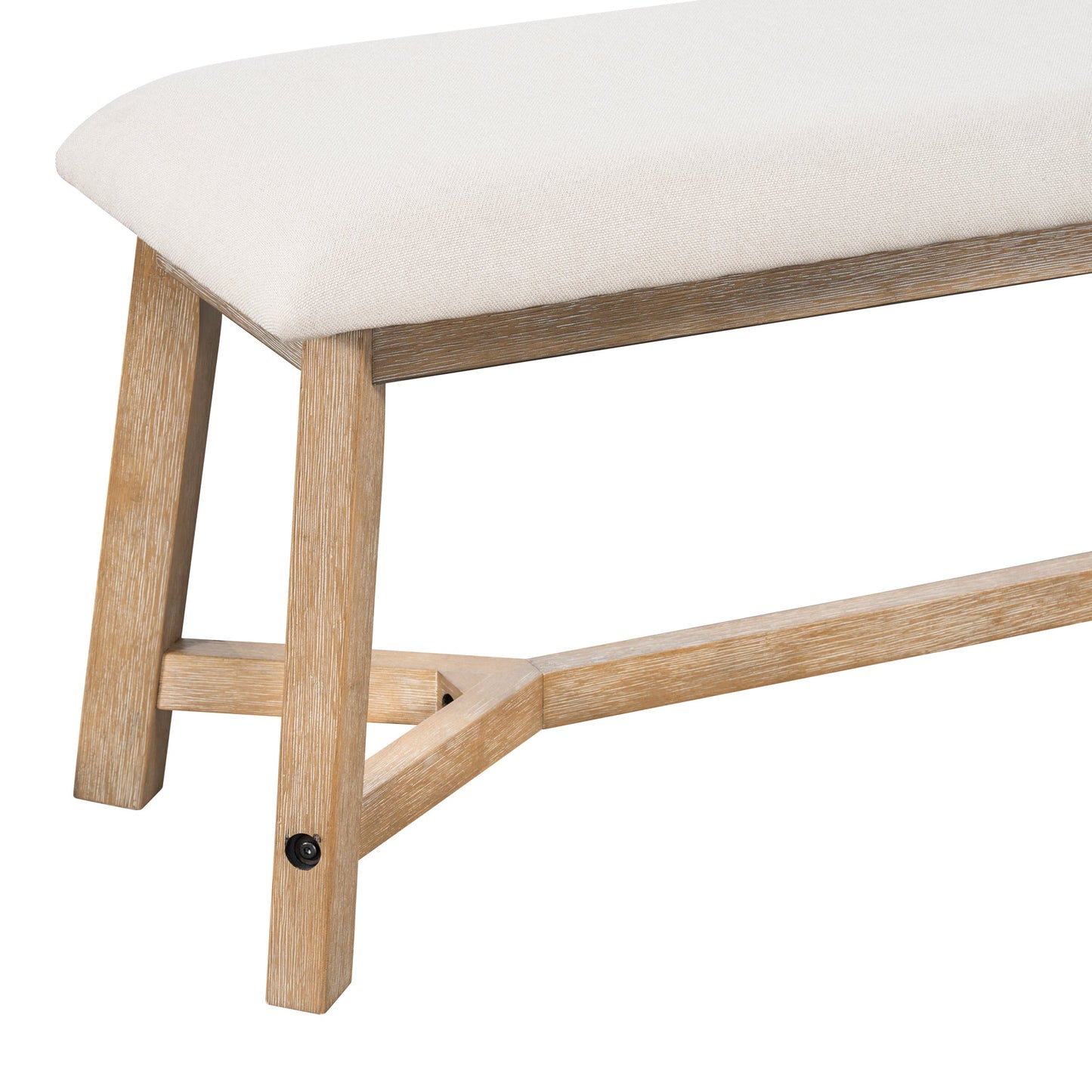 TREXM 6 - piece Retro Farmhouse Style Dining Set, Rectangular Table and 4 Upholstered Chairs with Rattan and Bench for Dining Room and Kitchen (Natural Wood Wash) - 1st Choice Furniture Direct