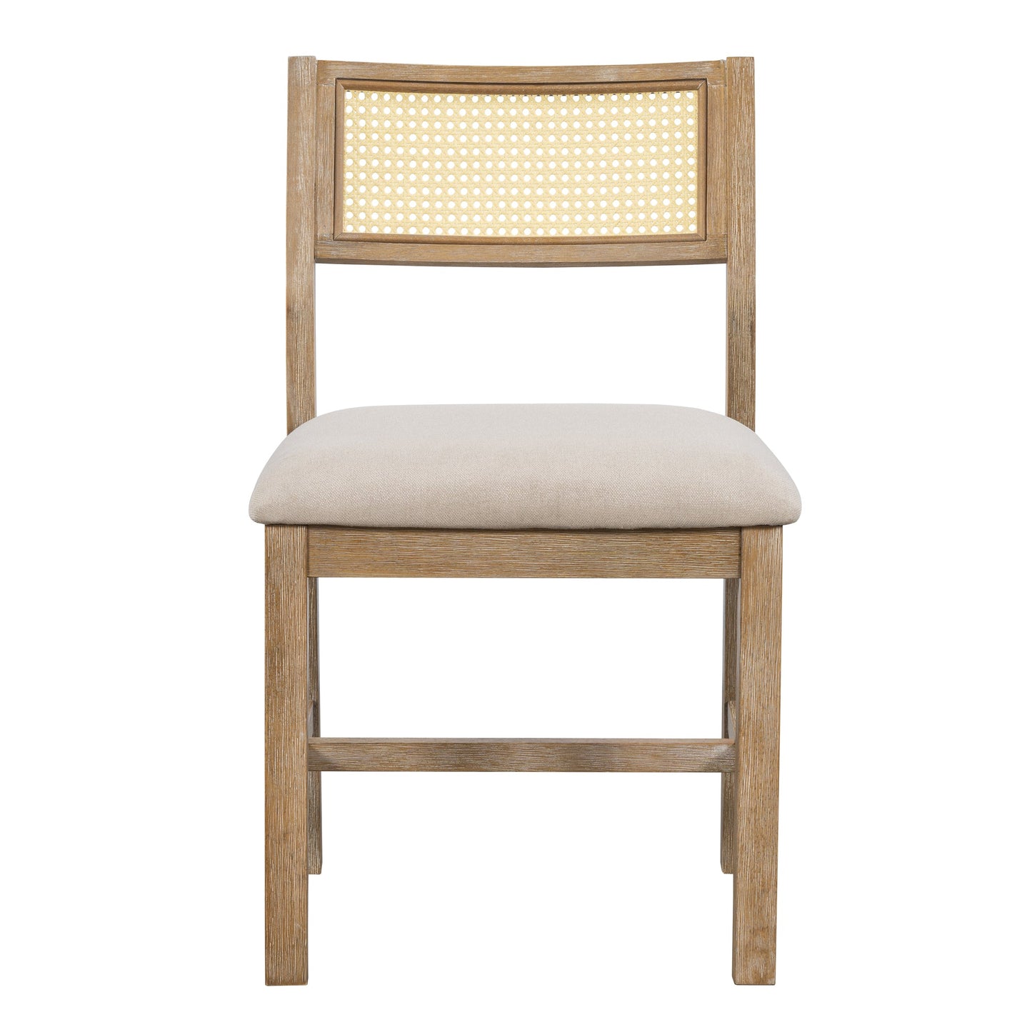 TREXM 6 - piece Retro Farmhouse Style Dining Set, Rectangular Table and 4 Upholstered Chairs with Rattan and Bench for Dining Room and Kitchen (Natural Wood Wash) - 1st Choice Furniture Direct