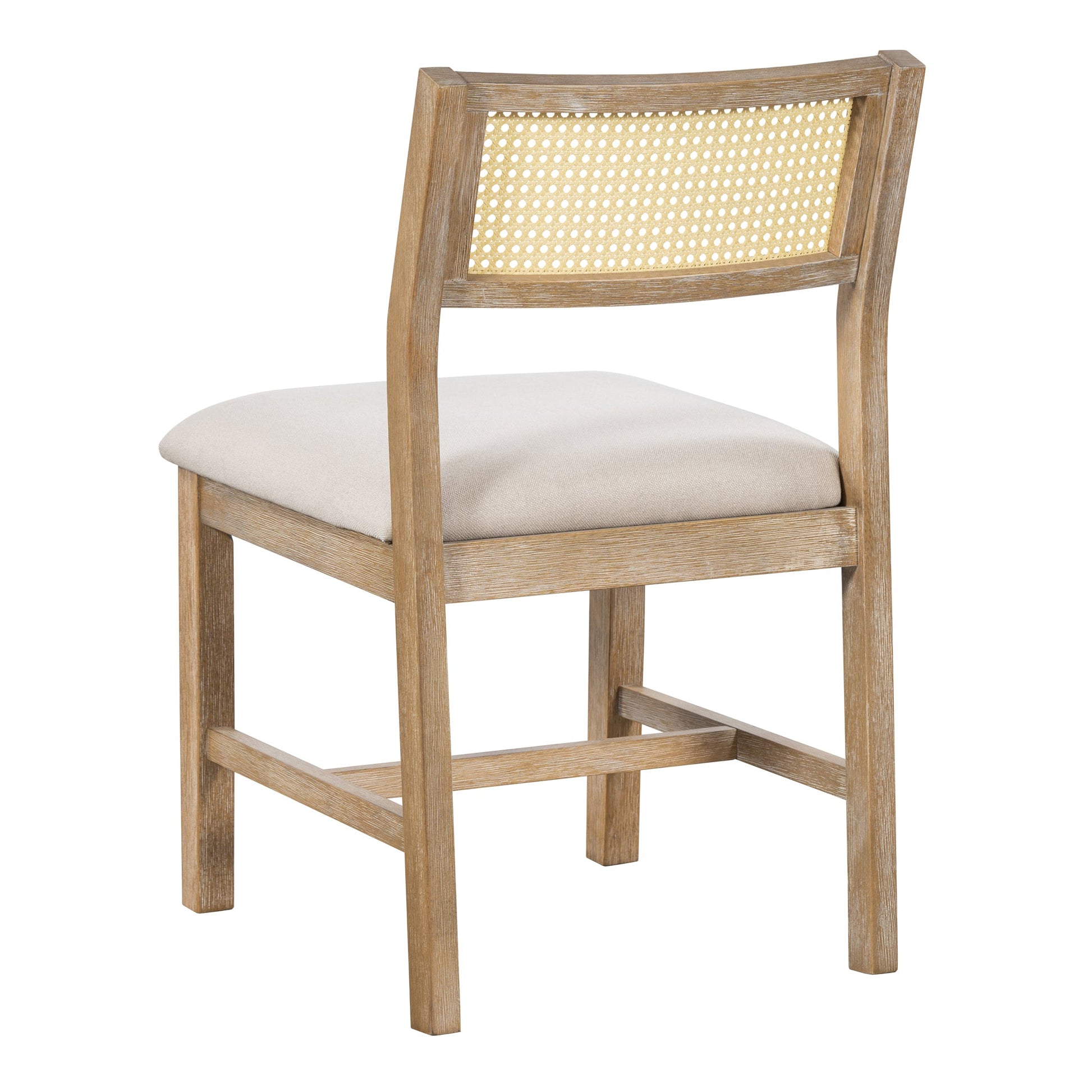 TREXM 6 - piece Retro Farmhouse Style Dining Set, Rectangular Table and 4 Upholstered Chairs with Rattan and Bench for Dining Room and Kitchen (Natural Wood Wash) - 1st Choice Furniture Direct