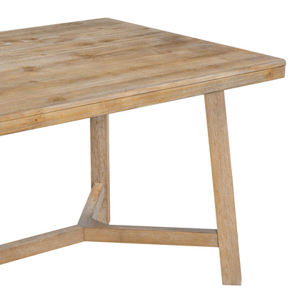 TREXM 6 - piece Retro Farmhouse Style Dining Set, Rectangular Table and 4 Upholstered Chairs with Rattan and Bench for Dining Room and Kitchen (Natural Wood Wash) - 1st Choice Furniture Direct