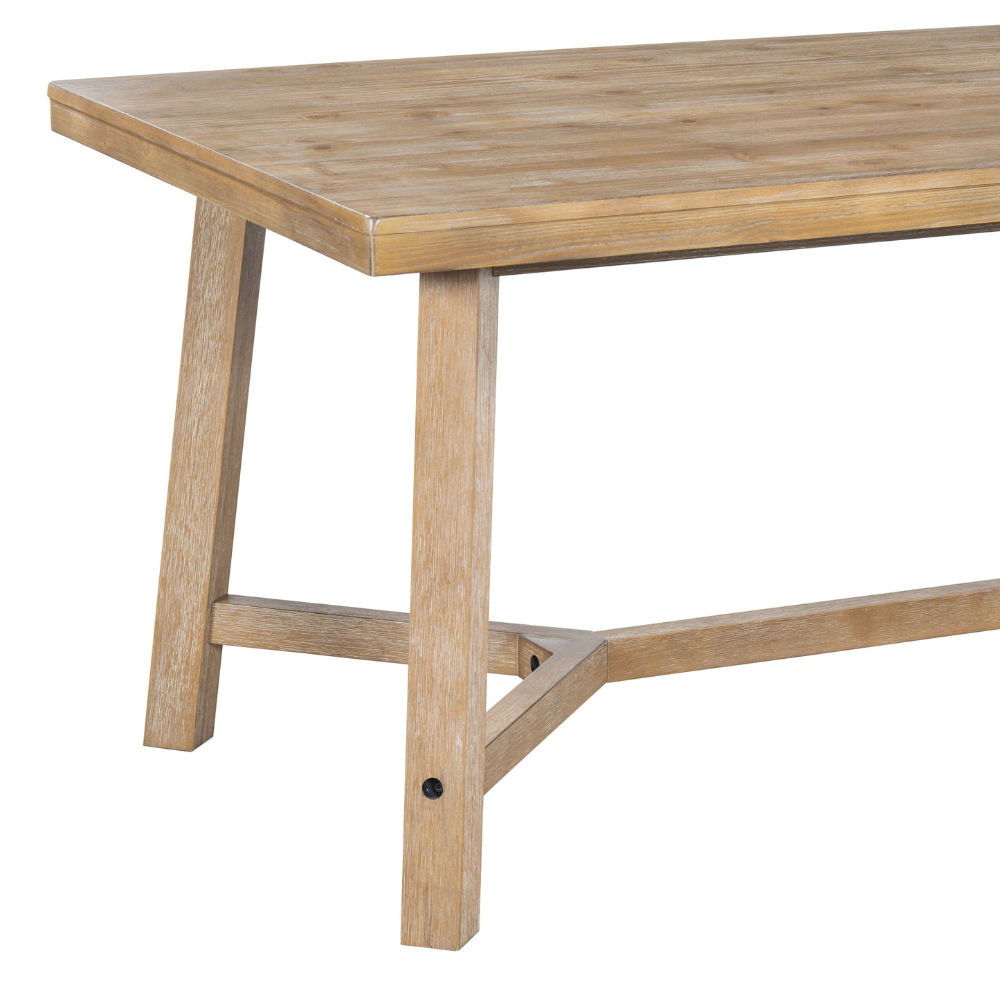 TREXM 6 - piece Retro Farmhouse Style Dining Set, Rectangular Table and 4 Upholstered Chairs with Rattan and Bench for Dining Room and Kitchen (Natural Wood Wash) - 1st Choice Furniture Direct