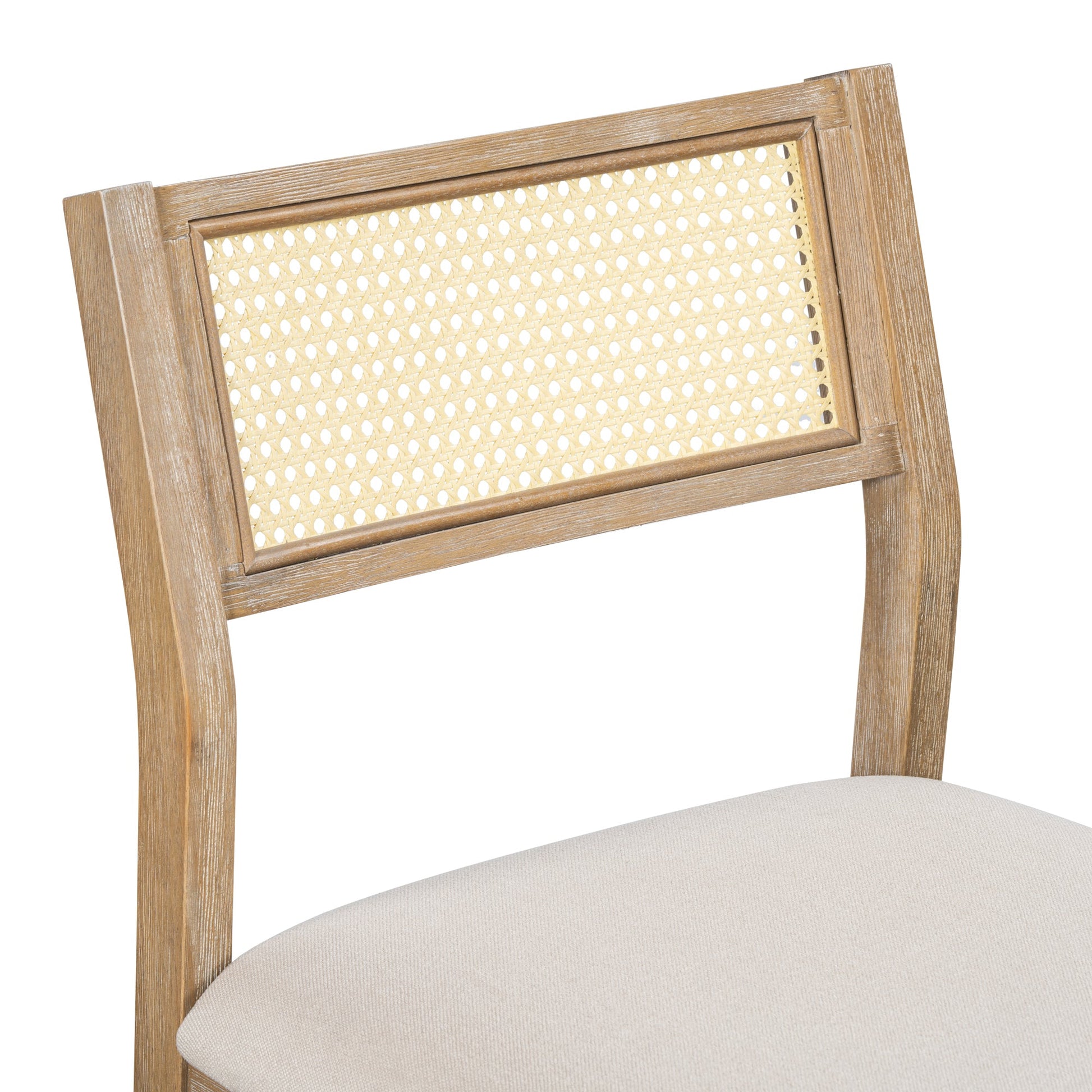 TREXM 6 - piece Retro Farmhouse Style Dining Set, Rectangular Table and 4 Upholstered Chairs with Rattan and Bench for Dining Room and Kitchen (Natural Wood Wash) - 1st Choice Furniture Direct