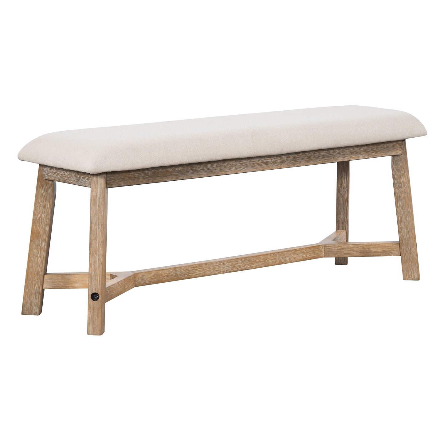 TREXM 6 - piece Retro Farmhouse Style Dining Set, Rectangular Table and 4 Upholstered Chairs with Rattan and Bench for Dining Room and Kitchen (Natural Wood Wash) - 1st Choice Furniture Direct